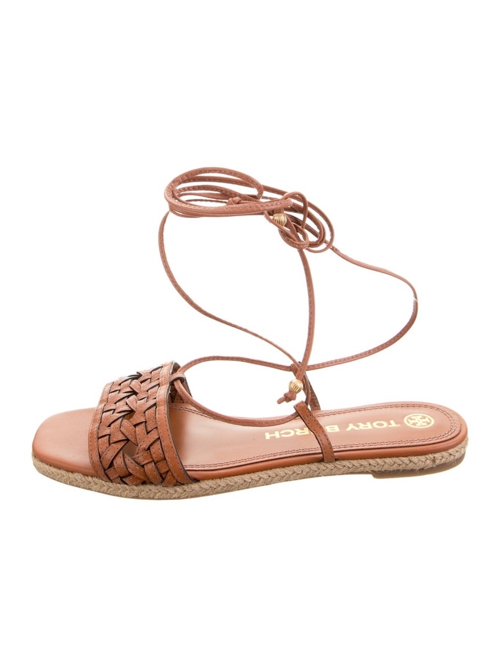 Tory Burch Basketweave Espadrille Wrap Sandal Size 7